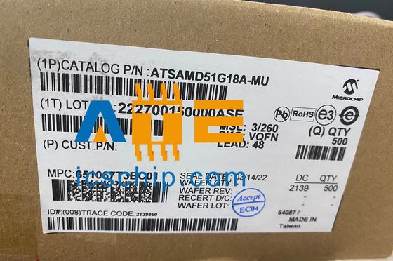 Circuitos integrados do FLASH 48VQFN de IC MCU 32BIT 256KB do microchip de ATSAMD51G18A-MU